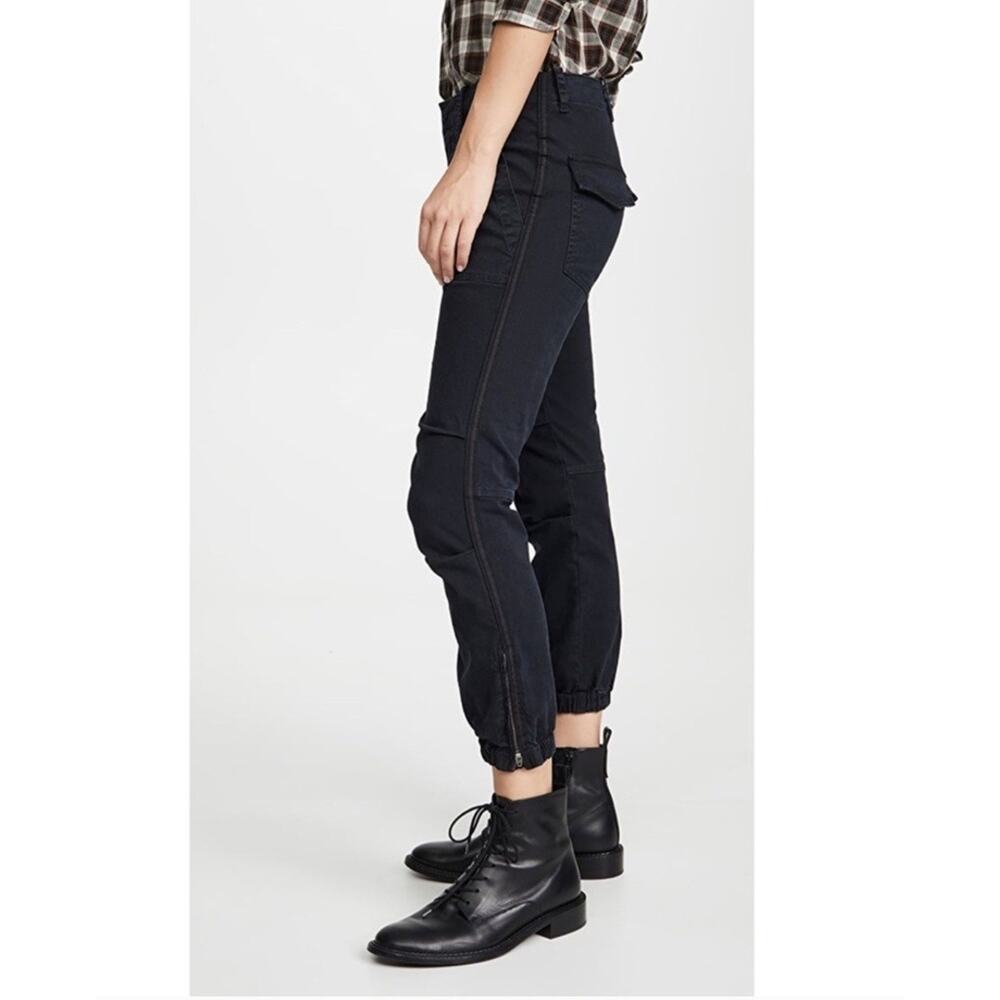 Nili Lotan Pants Womens 2 Cropped French Military Jogger Zip Ankle‎ Black Carbon